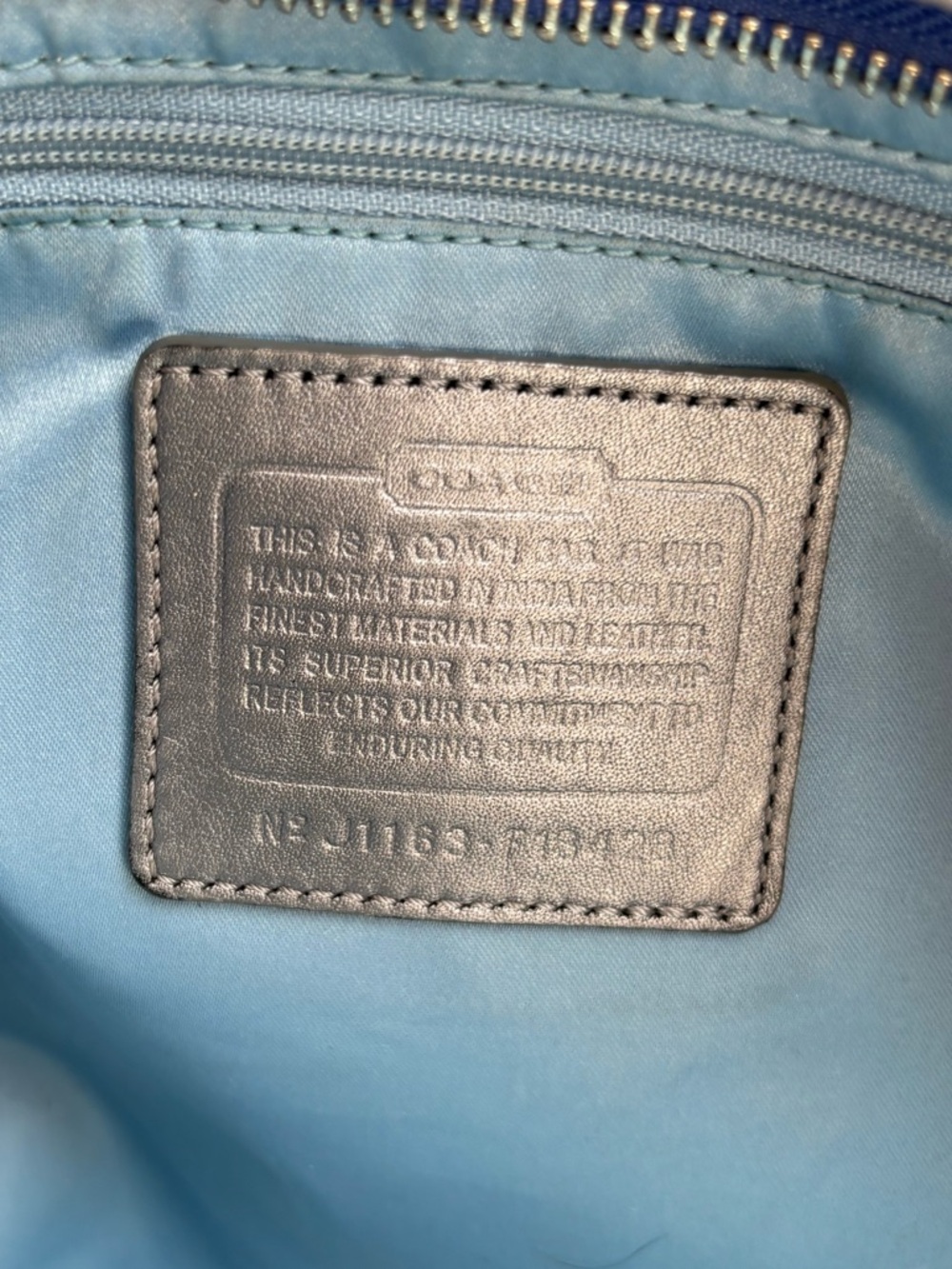 Coach Teal, Navy & Silver Signature Shoulder Bag - Picture 11 of 13